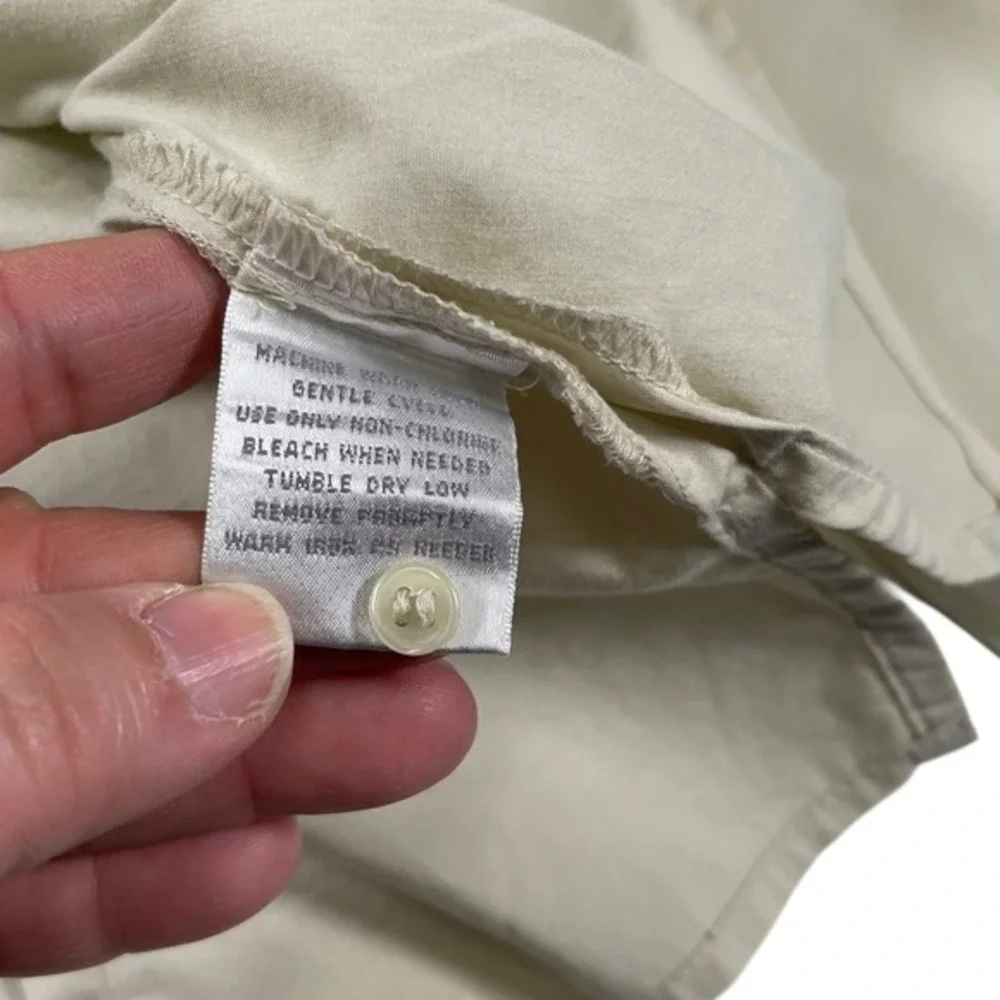Worthington 14‎ Beige Button Down Shirt Roll Tab Utility Safari Minimalist